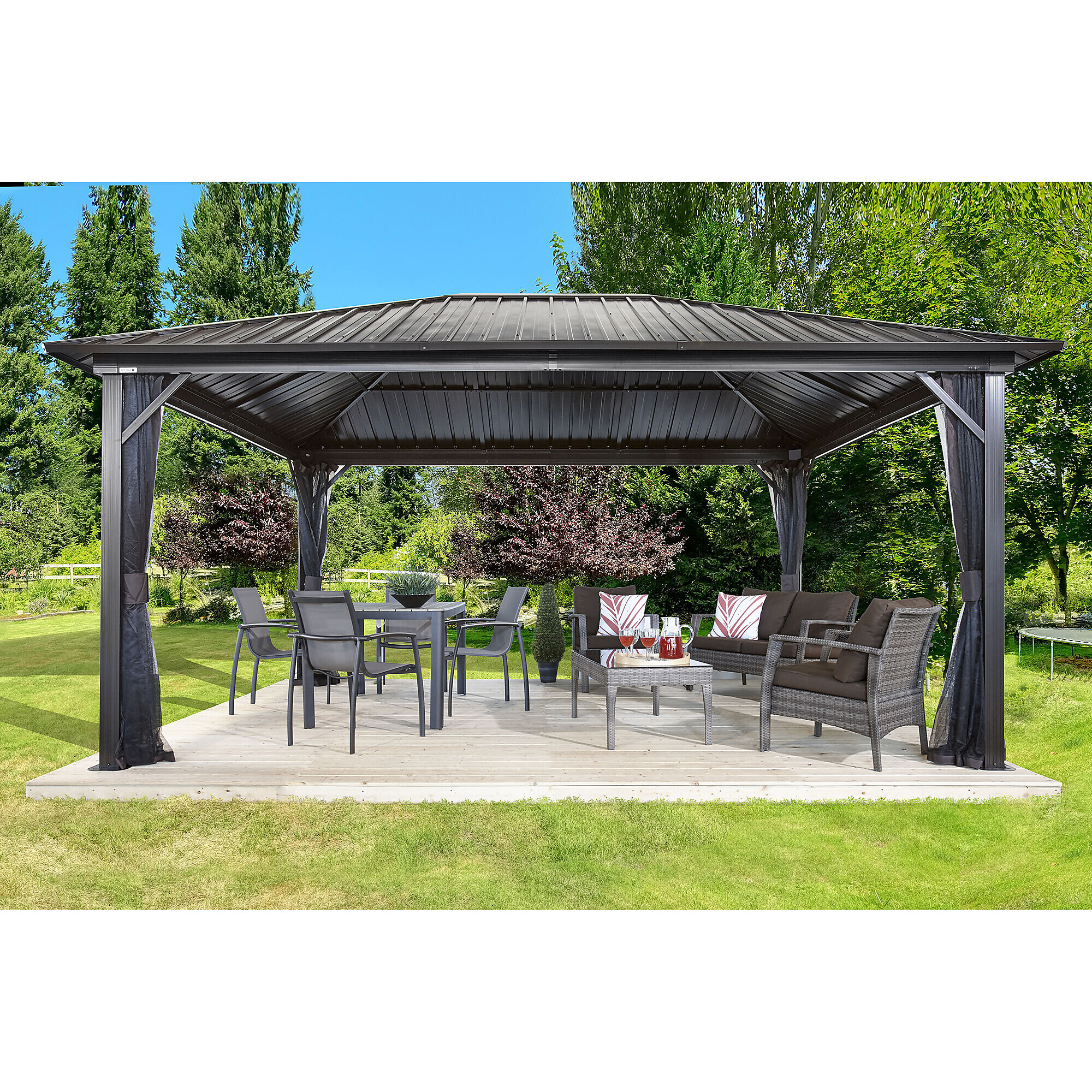 ShelterLogic Sojag Genova Gazebo - 12ft. x 16ft., Aluminum Frame, Galvanized Steel Roof, Brown, Model# 500-9165852